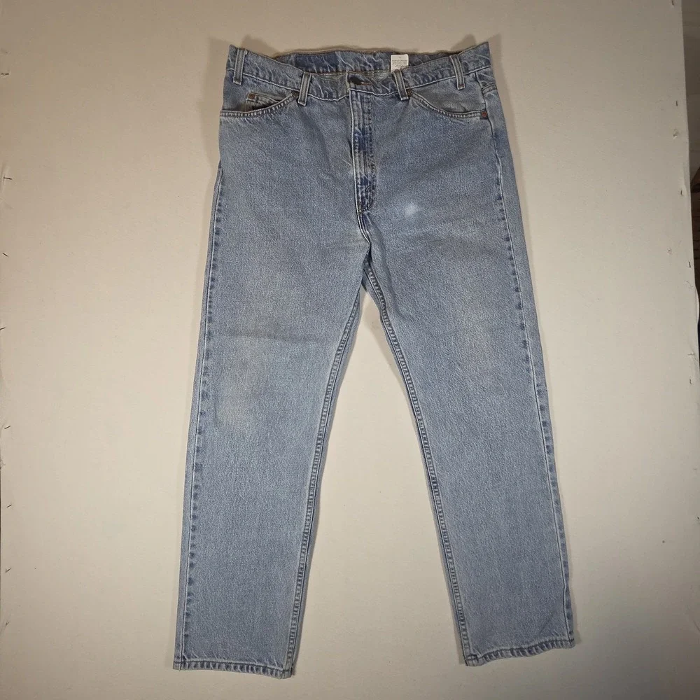 Vintage Levi's Jeans 505 38x30 Relaxed‎ Fit Straight Leg Light Wash Orange Tab